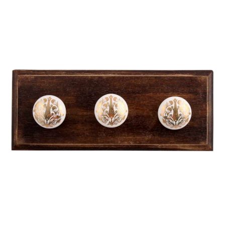 Golden Calla Lily Flower Flat Ceramic Wooden Hooks